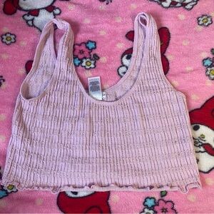 Pink Ribbed Crop Top